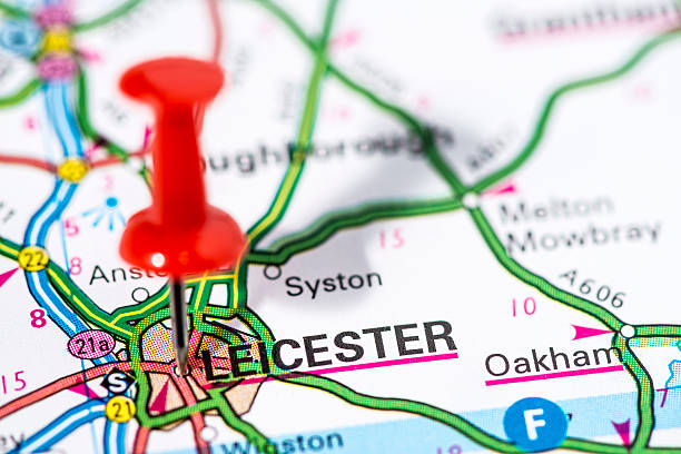 european cities on map series: leicester - leicester 個照片及圖片檔