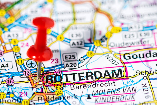 istock European cities on map series: Rotterdam 486695327