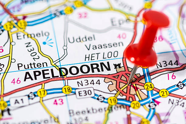 европейских городов на карте серии: апелдорна - apeldoorn стоковые фото и изображения