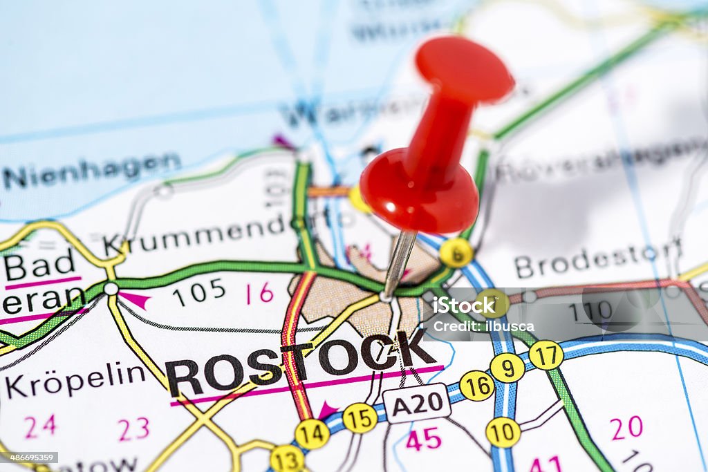 European cities on map series: Rostock Map Stock Photo