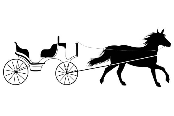 ilustraciones, imágenes clip art, dibujos animados e iconos de stock de carruaje con caballos retro - barb horse