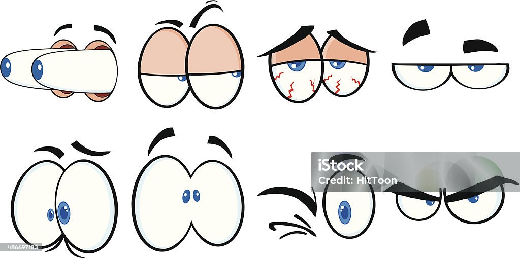 Collection of Cartoon Eyes - 4 Similar Illustrations: Black And White stock vector