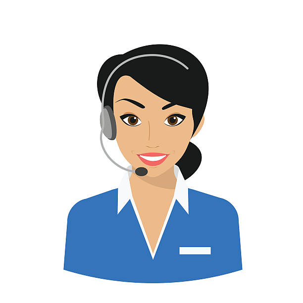 ilustrações de stock, clip art, desenhos animados e ícones de fêmea chamada centro operador - hotel reception customer service representative headset receptionist