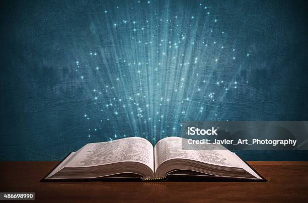 Open Bible On A Desk Stock Photo - Download Image Now - Bible, Ten Commandments, Ark of the Covenant