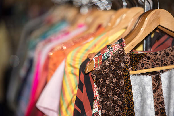 istock Vintage clothes for sale inside a shop 486699250