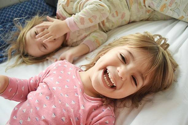 Morning giggles A nice way to start the day slumber party stock pictures, royalty-free photos & images