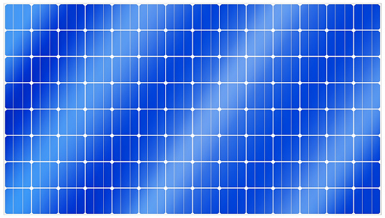 Detailed illustration of blue silicon photovoltaic electric solar panel texture