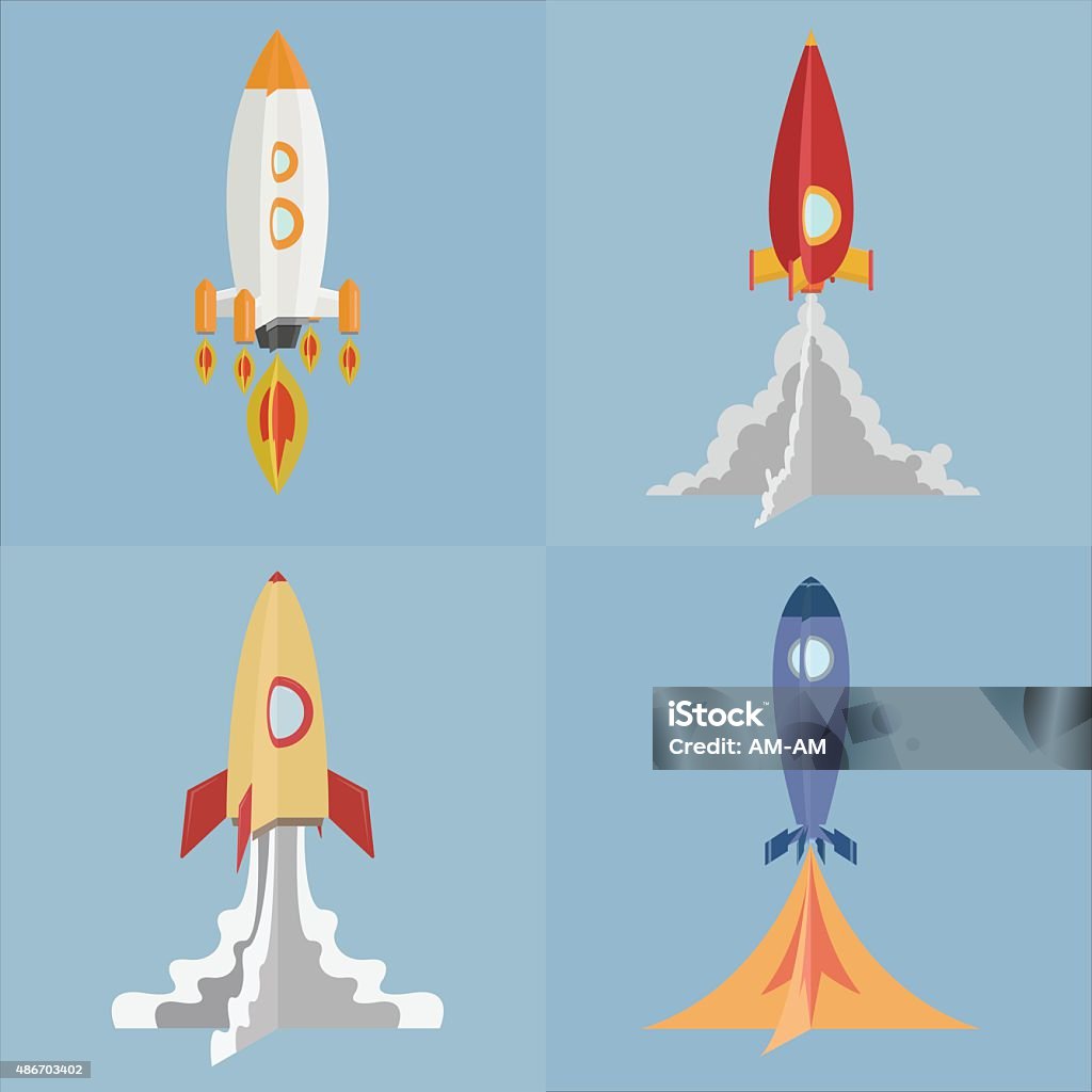 Start Up Rockets Start Up Rockets Set Stock Illustration - Download Image Now - 2015 ...