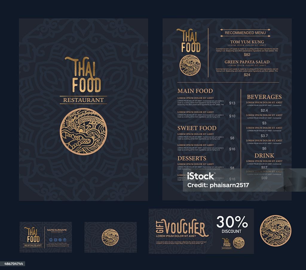 vector thai food restaurant menu template. Menu stock vector