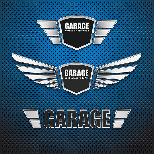 illustrations, cliparts, dessins animés et icônes de garage rétro étiquette vintage design.vector - calandre