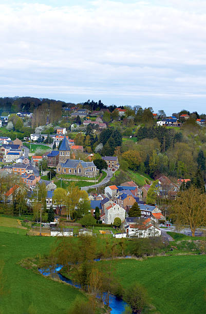 Belgium, panoramic view of village.