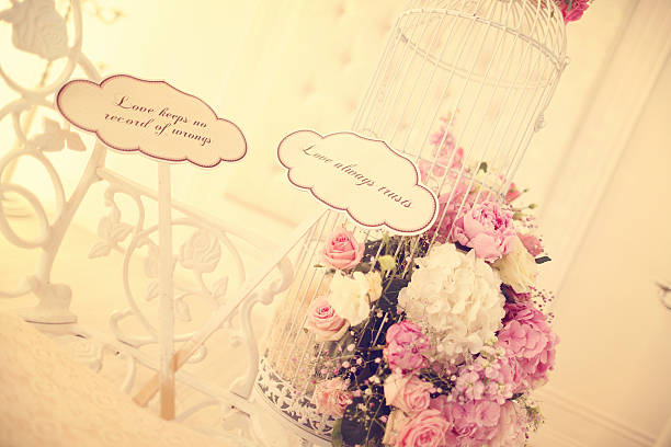 istock Beautiful wedding flowers with qoutes about Love 486708452