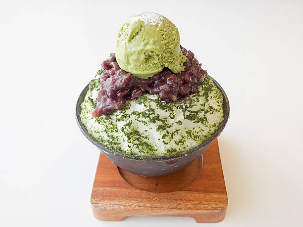 istock Japanese green tea ice dessert with red bean 486708792