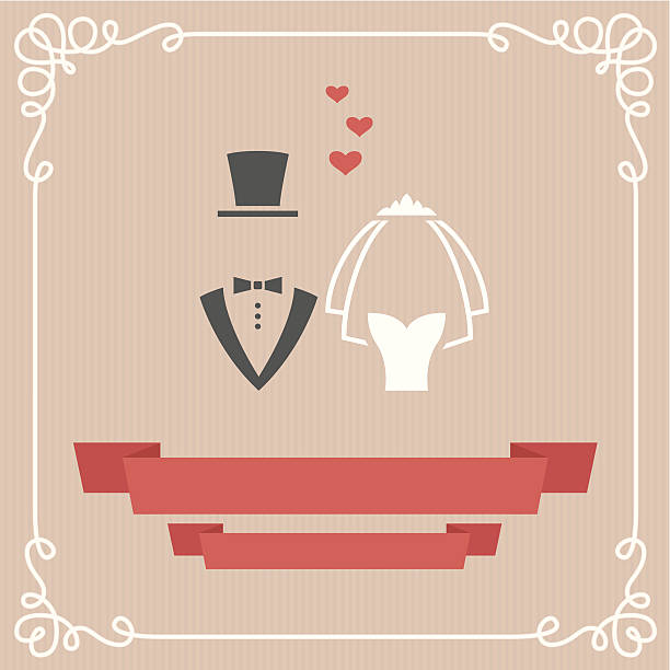 illustrations, cliparts, dessins animés et icônes de carte de mariage - red veil