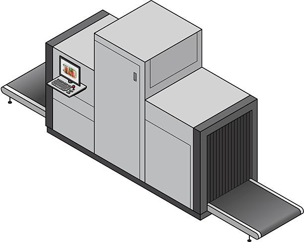 prześwietlenia bagażu skanera - airport isometric airport security x ray stock illustrations