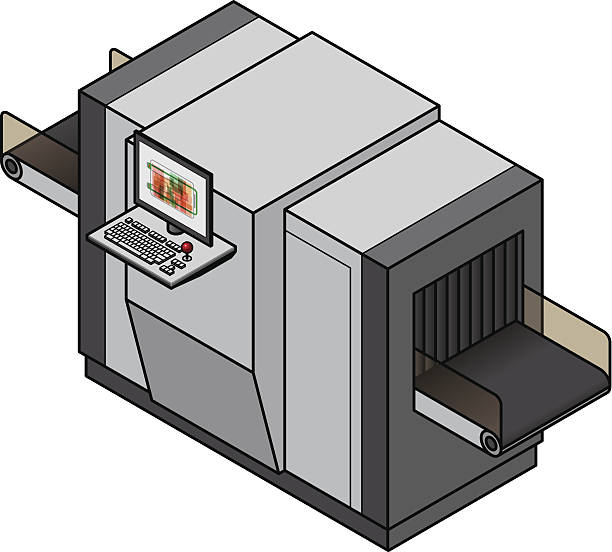 illustrations, cliparts, dessins animés et icônes de les bagages à main x-ray scanner - airport isometric airport security x ray