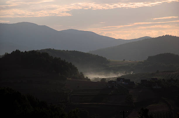 istock Sunset in the village over the mountains 486713112