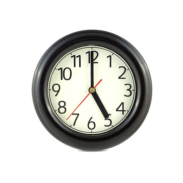 istock Big round wall clock isolated on white close up 486713684
