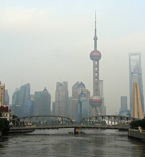 Pearl Tower and other skyscrapers in Shanghai, China