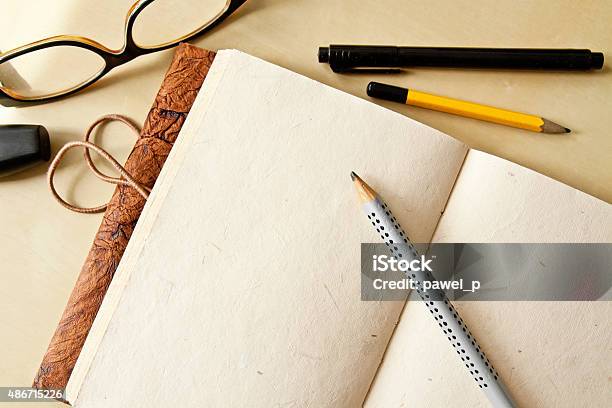 Sketchbook Note Pad Stock Photo - Download Image Now - 2015, Backgrounds, Blank