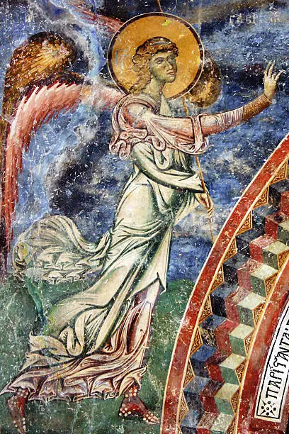 Frescoe of Archiangel Gabriel, church Saint George, village of Kurbinovo, Macedonia, 1191 AD