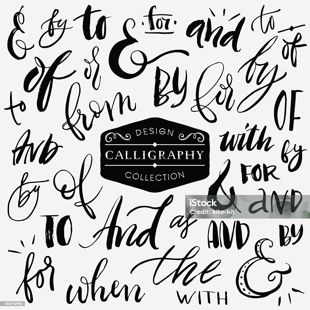 Ampersands and catchwords. Handwritten calligraphy and lettering Hand drawn design elements. Handwriting stock vector