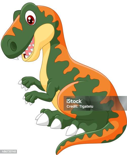 Cartoon Happy Tyrannosaurus Illustration Stock Illustration - Download Image Now - Dinosaur, Sitting, 2015