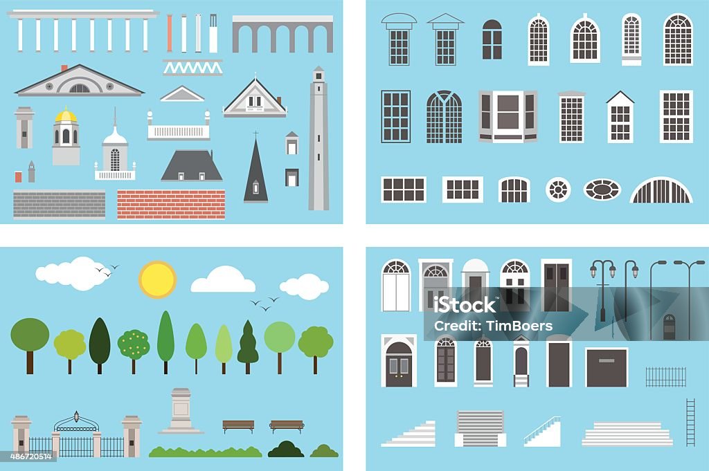 Biuilding Elements Building Elements Stock Illustration - Download Image Now - Bush ...