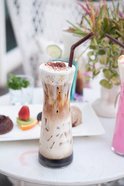 istock delicious iced coffee with foam  on the table 486727217