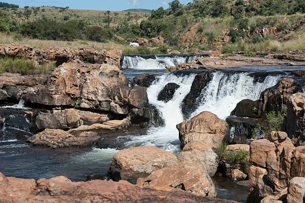 river at the bourkes potholes in south africa near the panoramaroute with big canyon and waterfalls