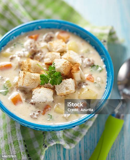 Cheeseburger Soup Stock Photo - Download Image Now - Cheese, Soup, American Culture