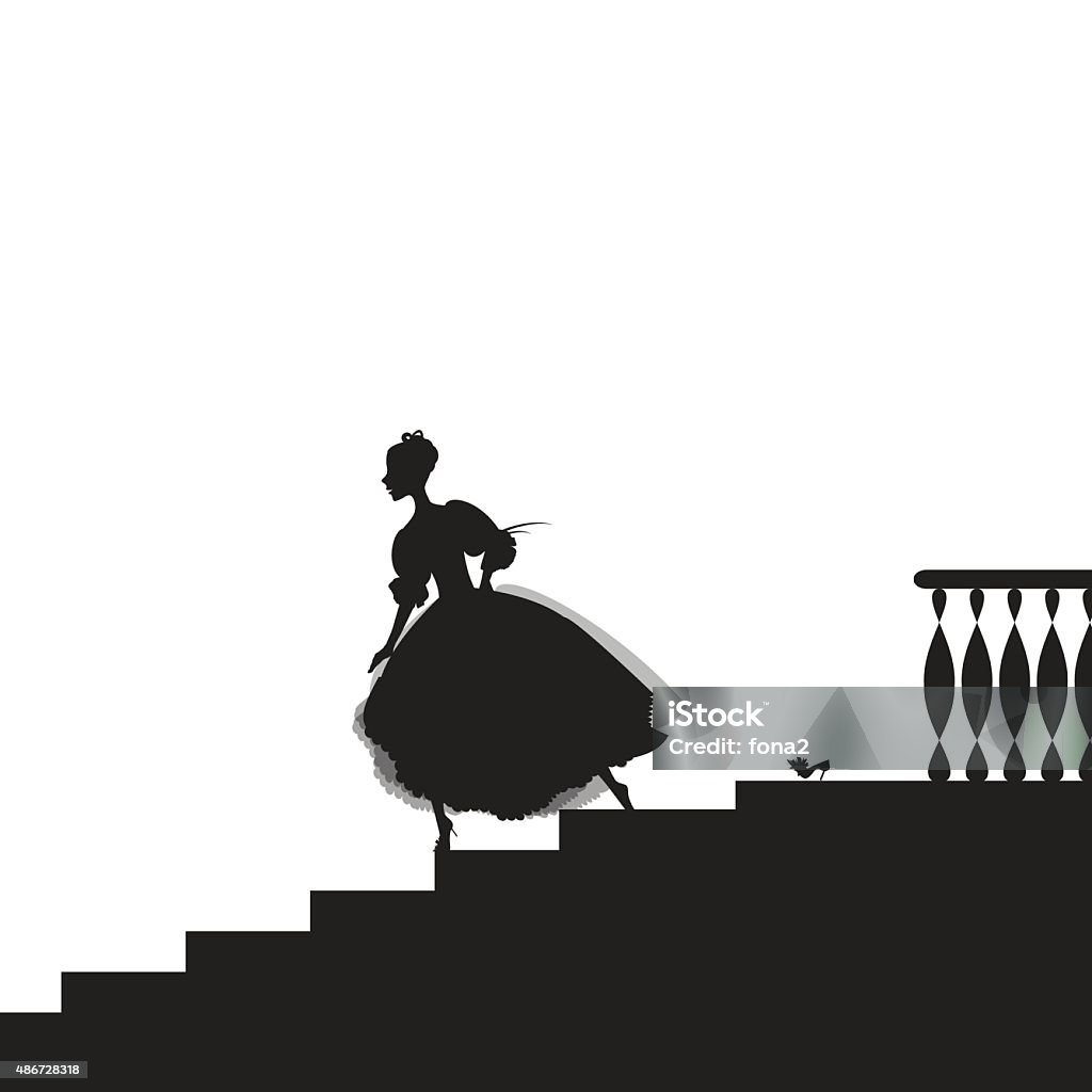 cinderella Cinderella looses her shoe, run from dance, girl rashes down stairs, shadows, fairytale Cinderella stock vector