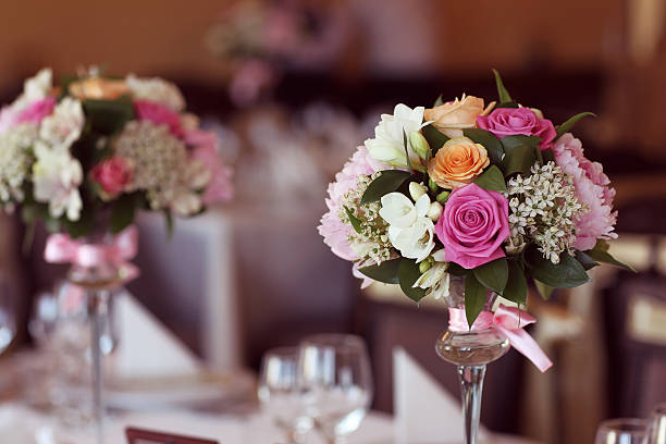 istock Beautiful flower bouqet decoration on table 486728988