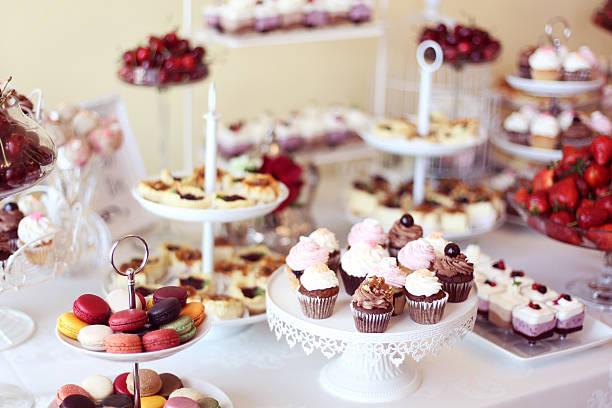 istock Delicious sweets and fruits on candy bar 486729214