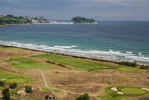 istock Panoramic view of Zarautz with Guetaria, 486730441