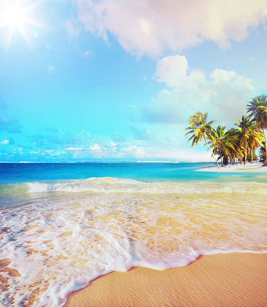 istock Art ocean beach, Summer vacation concept 486730891