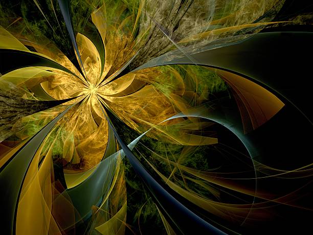 istock Symmetrical gold fractal flower, digital artwork 486730925