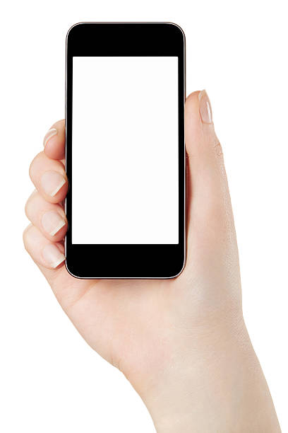 istock Woman hand holding smartphone with blank screen 486731709