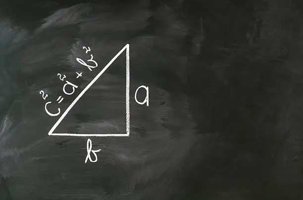 Pythagoras formula write on blackboard with chalk