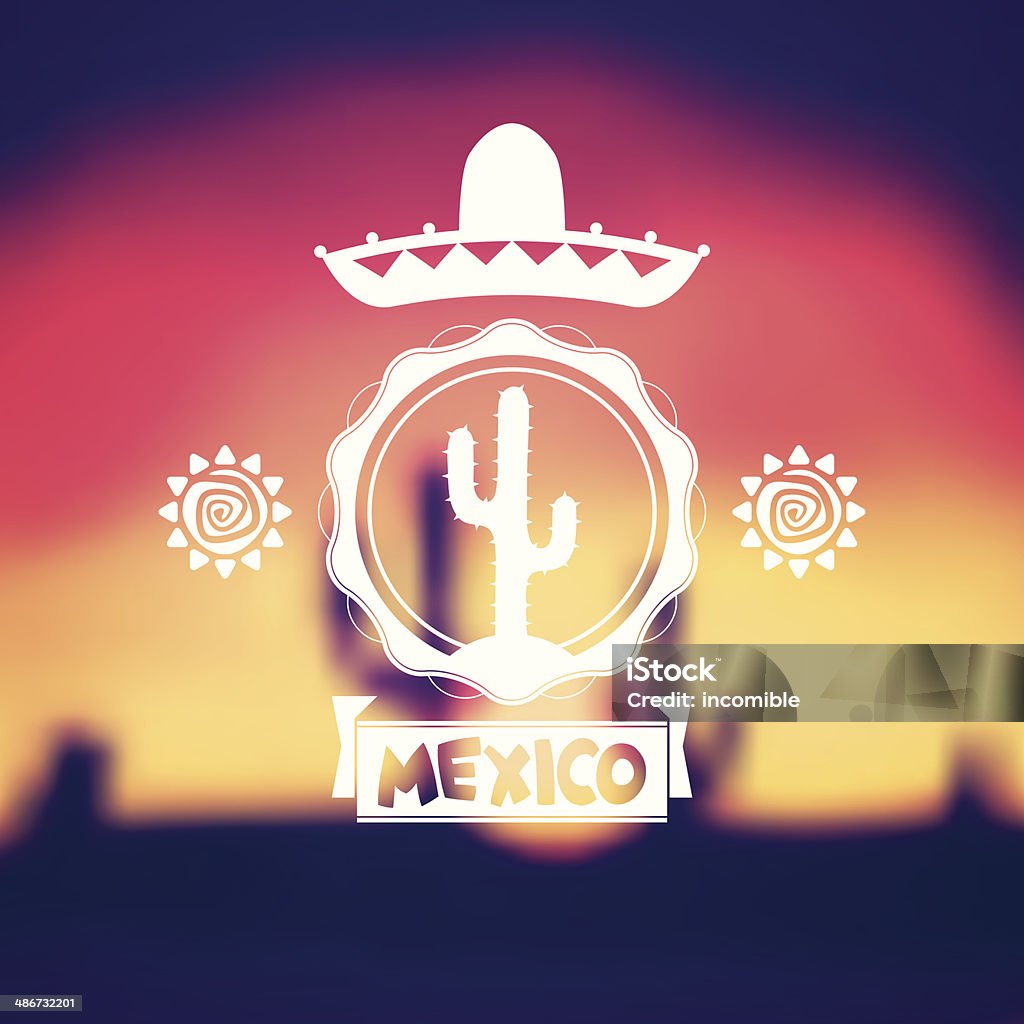 Ethnic mexican background design in native style. Cactus stock vector