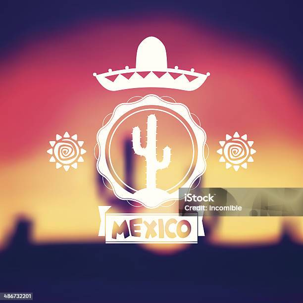 Ethnic Mexican Background Design In Native Style Stock Illustration - Download Image Now - Cactus, Sombrero, American Culture