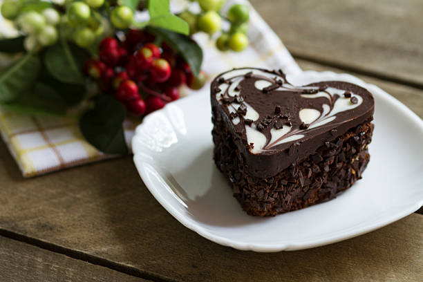 chocolate cake in a heart, valentine, dessert