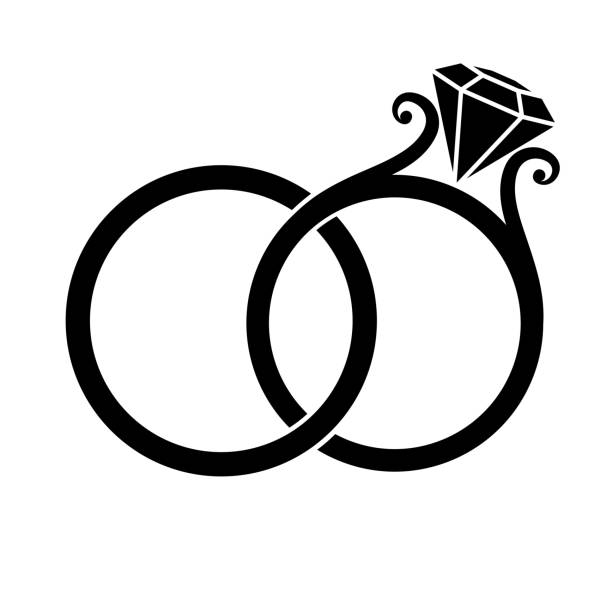 обручальные кольца силуэт - обручальное кольцо stock illustrations
