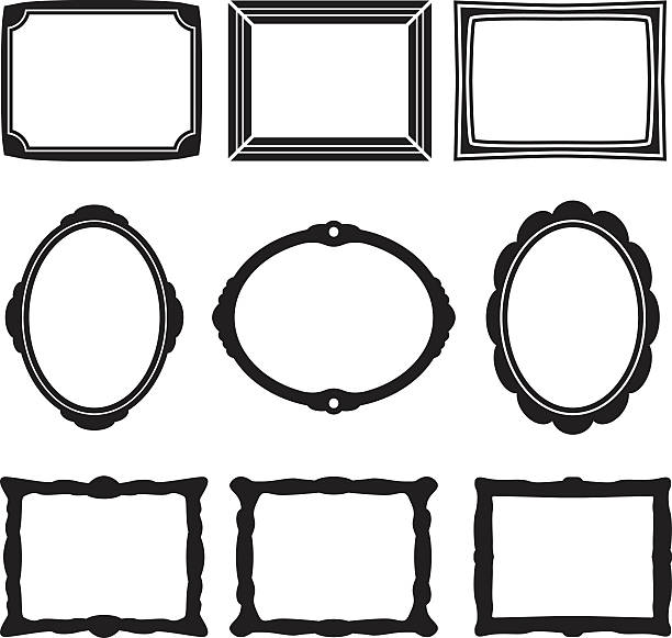 значки frame - frame ellipse photograph black stock illustrations