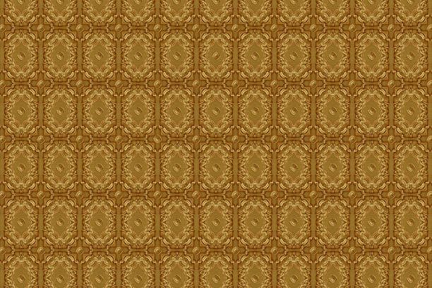 istock Cement gold Crafts wall in the temple close from thailand 486741982