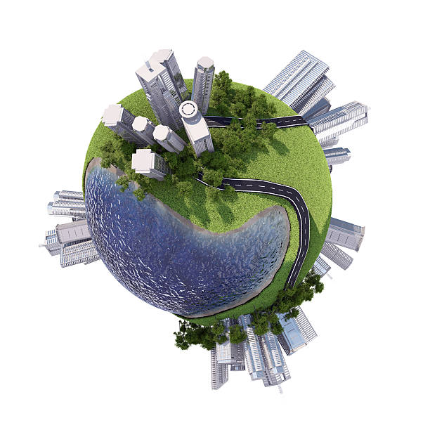 istock Business city with skyscrapers on Earth 486742032