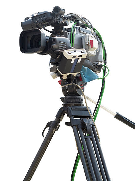 テレビのプロフェッショナルデジタルビ��デオカメラスタジオで白で分離 - camera ccd digital camera ストックフォトと画像