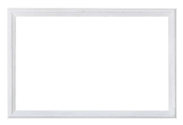 white painted narrow wooden picture frame white painted narrow wooden picture frame with cut out blank space isolated on white background rectangle photos stock pictures, royalty-free photos & images