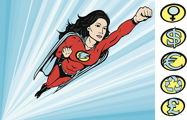 To the Rescue super heroine drawing where her crest can be removed super money stock illustrations