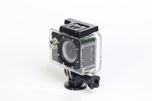 Hayward, CA - November 27, 2014: Hero 3 Black GroPro camera isolated on whiteCamera Action Cam on a white background.